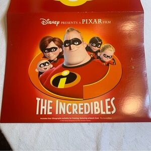 2004 Disney Pixar The Incredibles Collectible Set of 4 Lithographs Color Folder